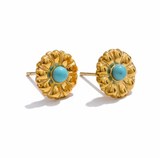 Turquoise Sky Set – Gold Stainless Steel Necklace & Earrings