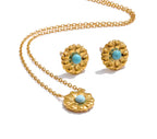 Turquoise Sky Set – Gold Stainless Steel Necklace & Earrings