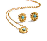 Turquoise Sky Set – Gold Stainless Steel Necklace & Earrings